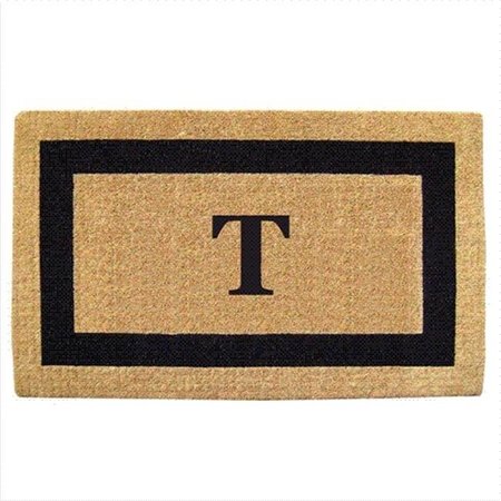 NEDIA HOME Nedia Home 02071T Single Picture - Black Frame 24 x 57 In. Heavy Duty Coir Doormat - Monogrammed T O2071T